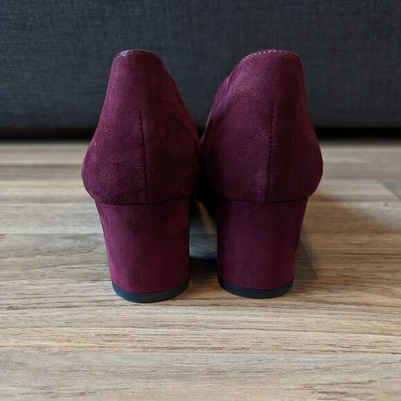 Paul Green "Kami" Wine Coloured Block Heeled Suede Shoes - Picture 6 of 11